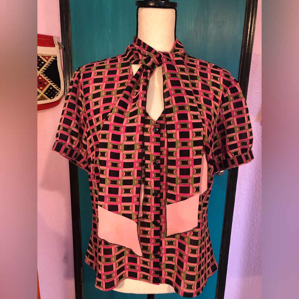 Vintage‎ Art Deco Lavalliere Blouse Size L 🖤